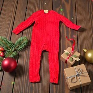 TBBC Cable Knit Playsuit Suit Red 18/24 Months